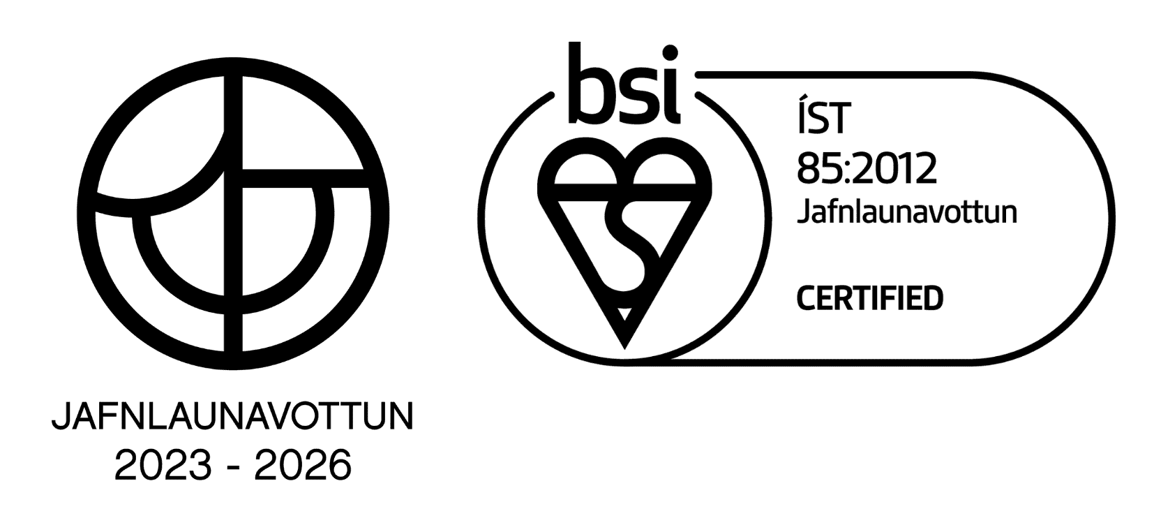 Jafnlaunavottun 2023-2026 og ISO 85-2012 Certification