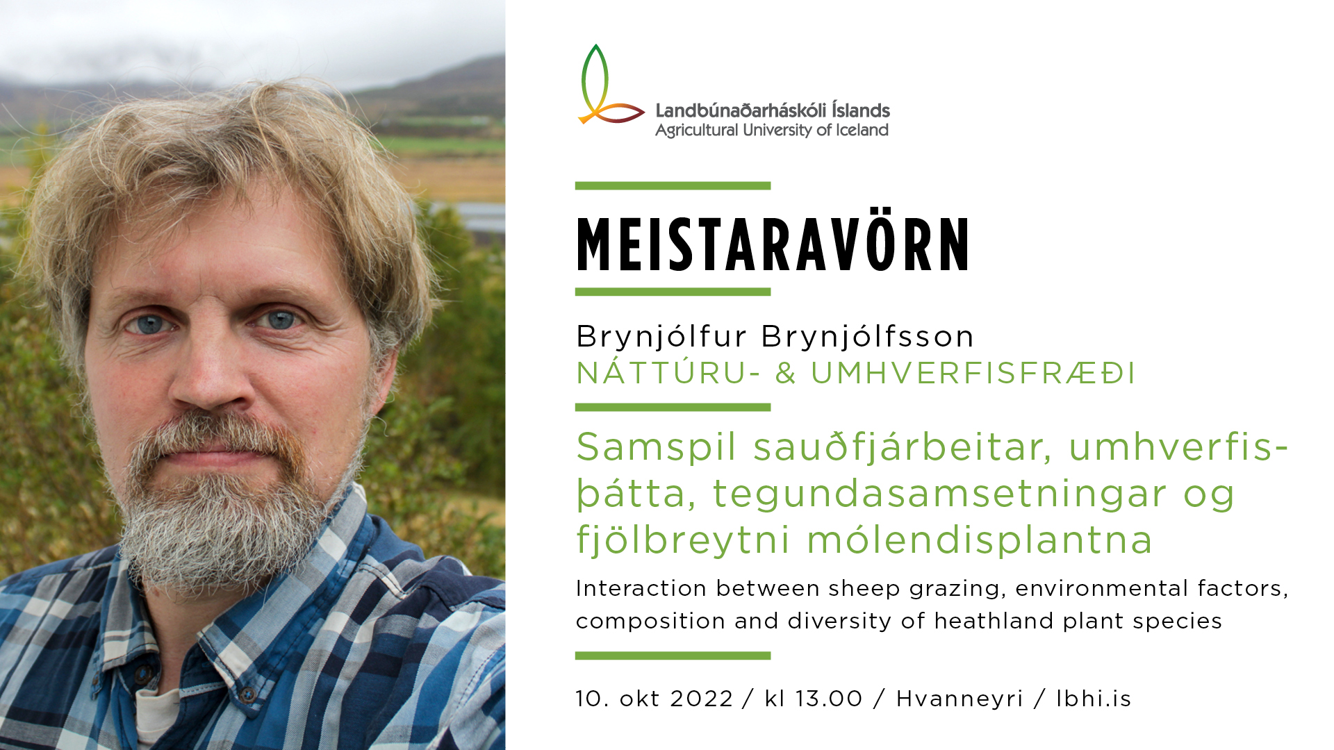 Meistaravörn í náttúru- & umhverfisfræði - Brynjólfur Brynjólfsson