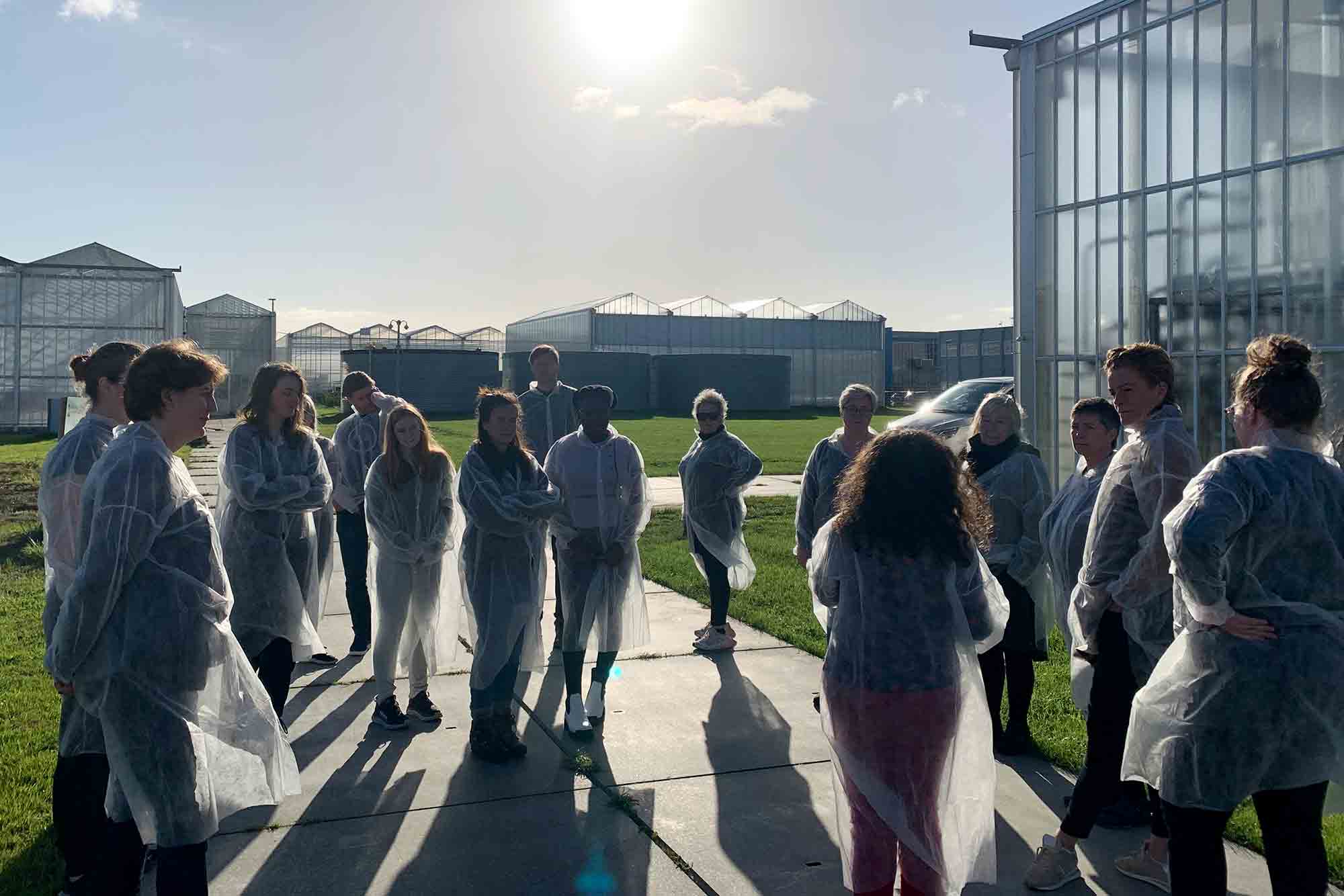 Hópurinn skoðar tilraunagróðurhús í Bleiswijk