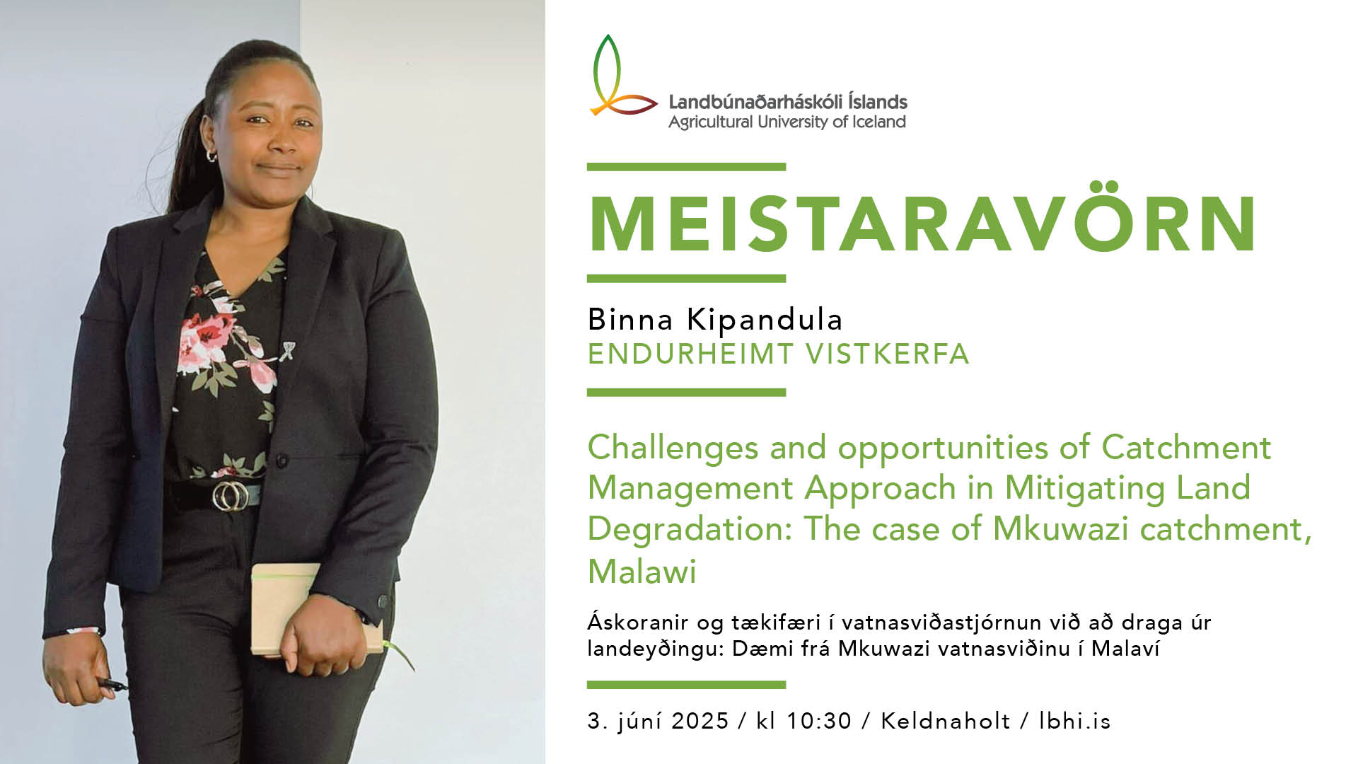 Meistaravörn í Endurheimt vistkerfa – Binna Kipandula