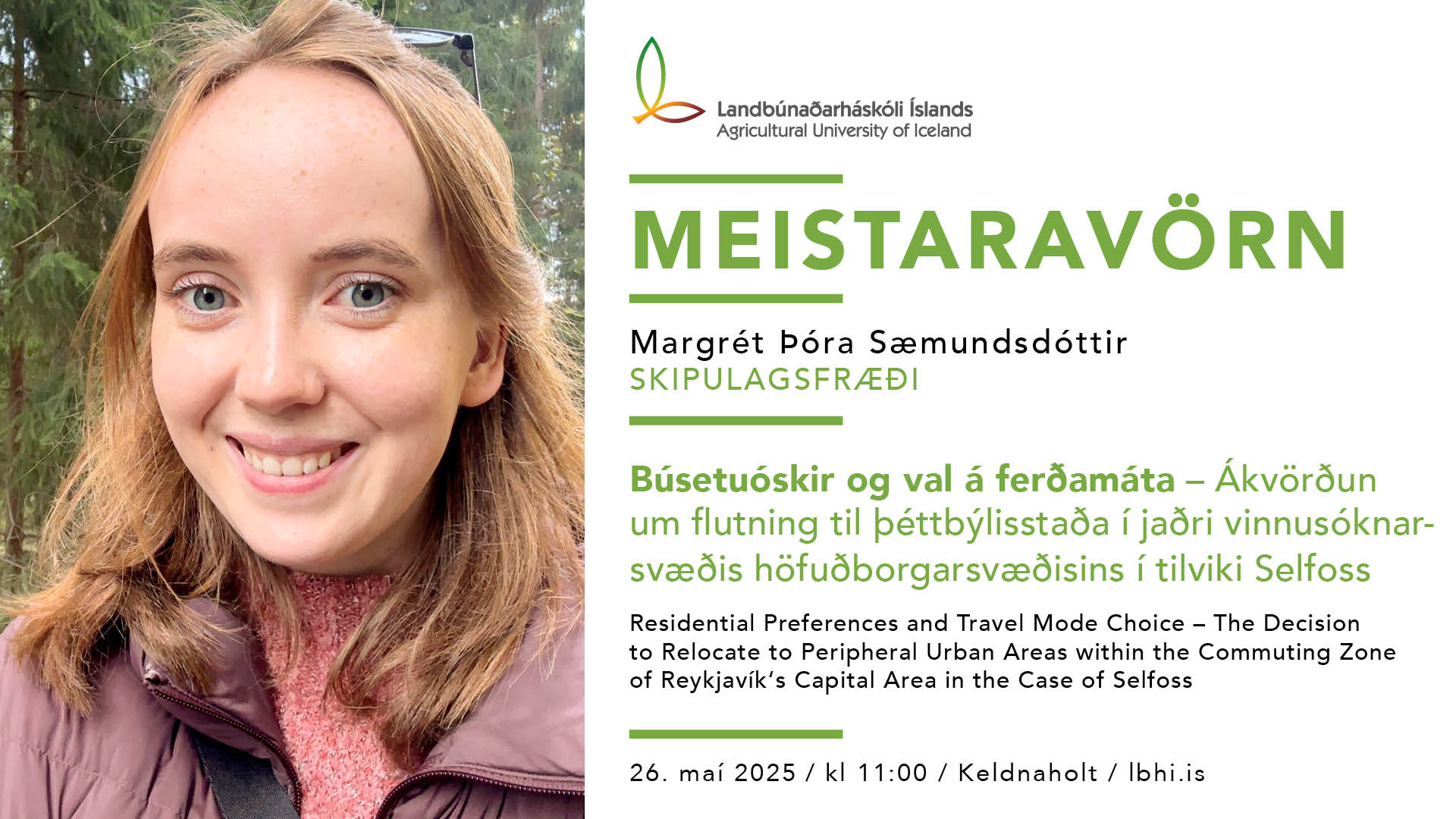 Meistaravörn í skipulagsfræði – Margrét Þóra Sæmundsdóttir