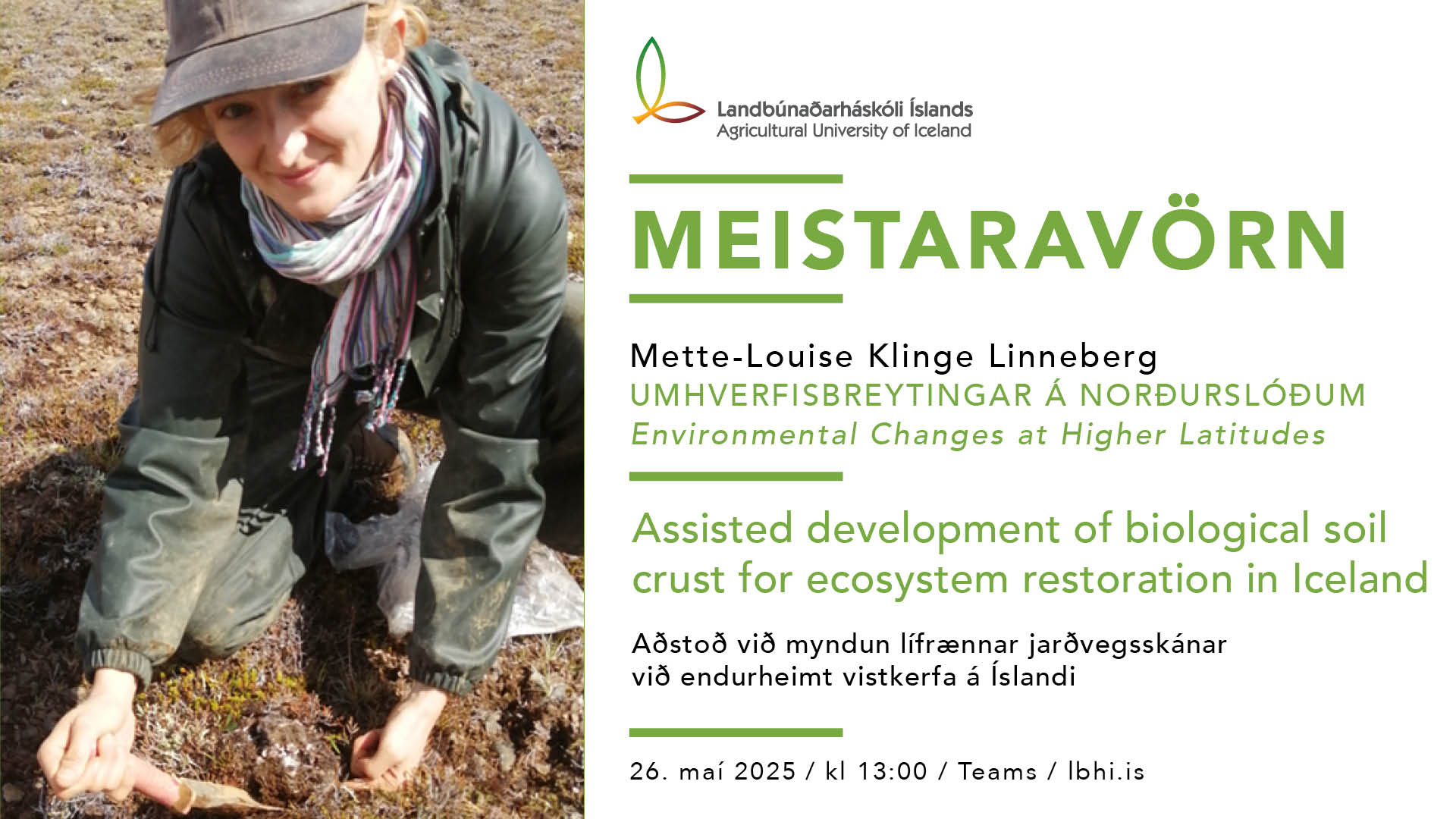 Meistaravörn í Umhverfisbreytingum á norðurslóðum – Mette-Louise Klinge Linneberg