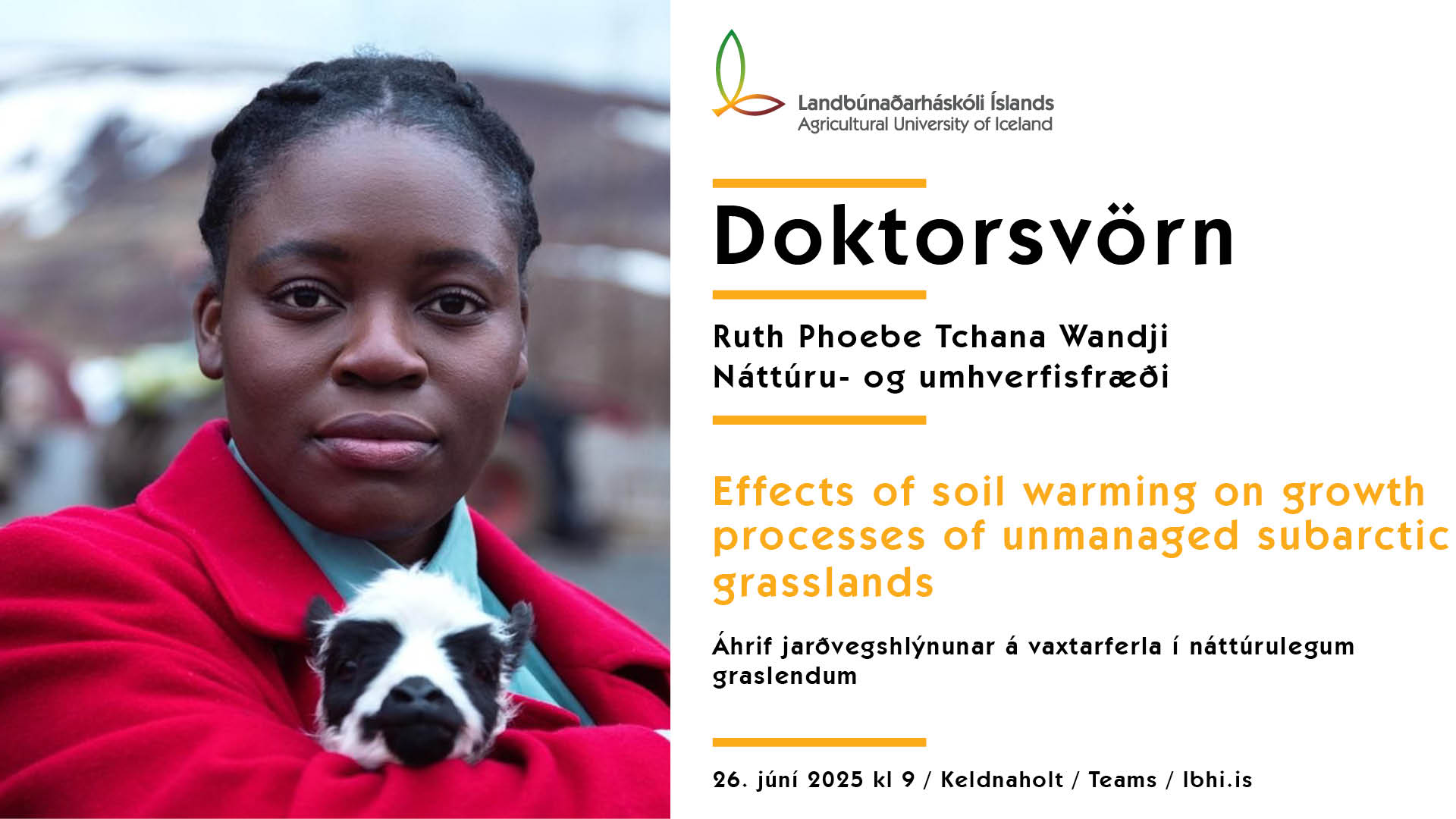 Doktorsvörn Ruth Phoebe Tchana Wandji í náttúru- og umhverfisfræði
