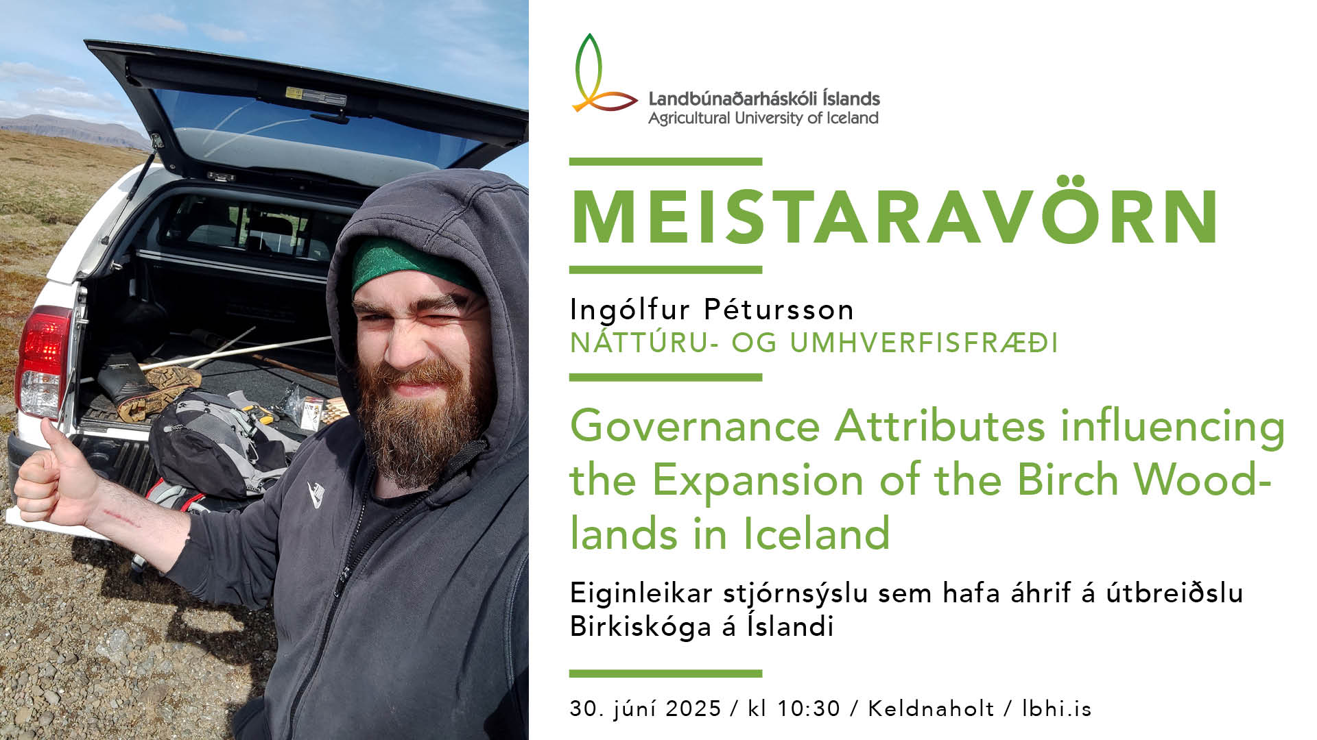 Meistaravörn í náttúru- og umhverfisfræði – Ingólfur Pétursson