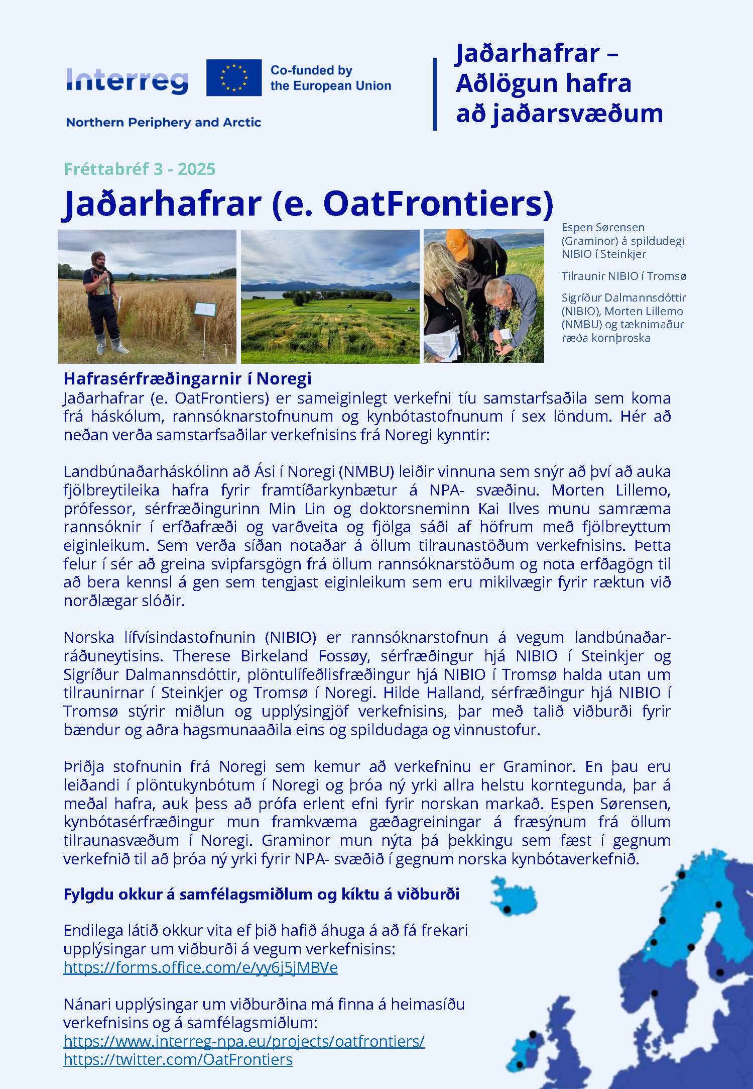 Fréttabréf OatFrontiers Fréttabréf OatFrontiers